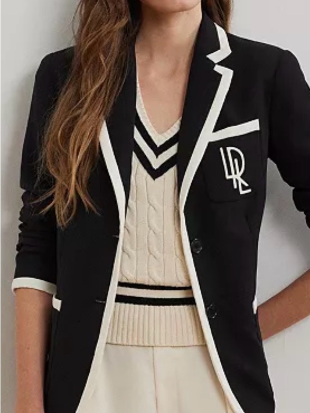 Lauren Ralph Lauren Black Blazer with White Trim